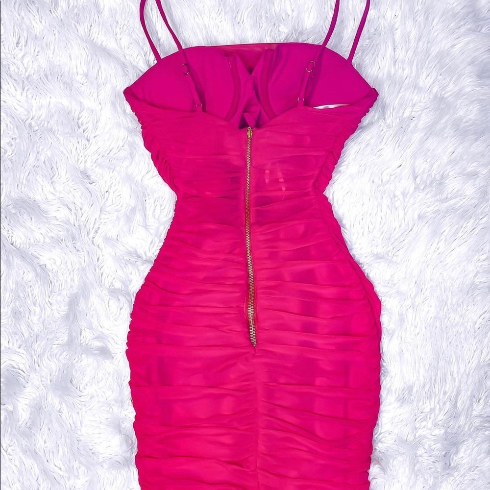 Pink mesh bodycon dress